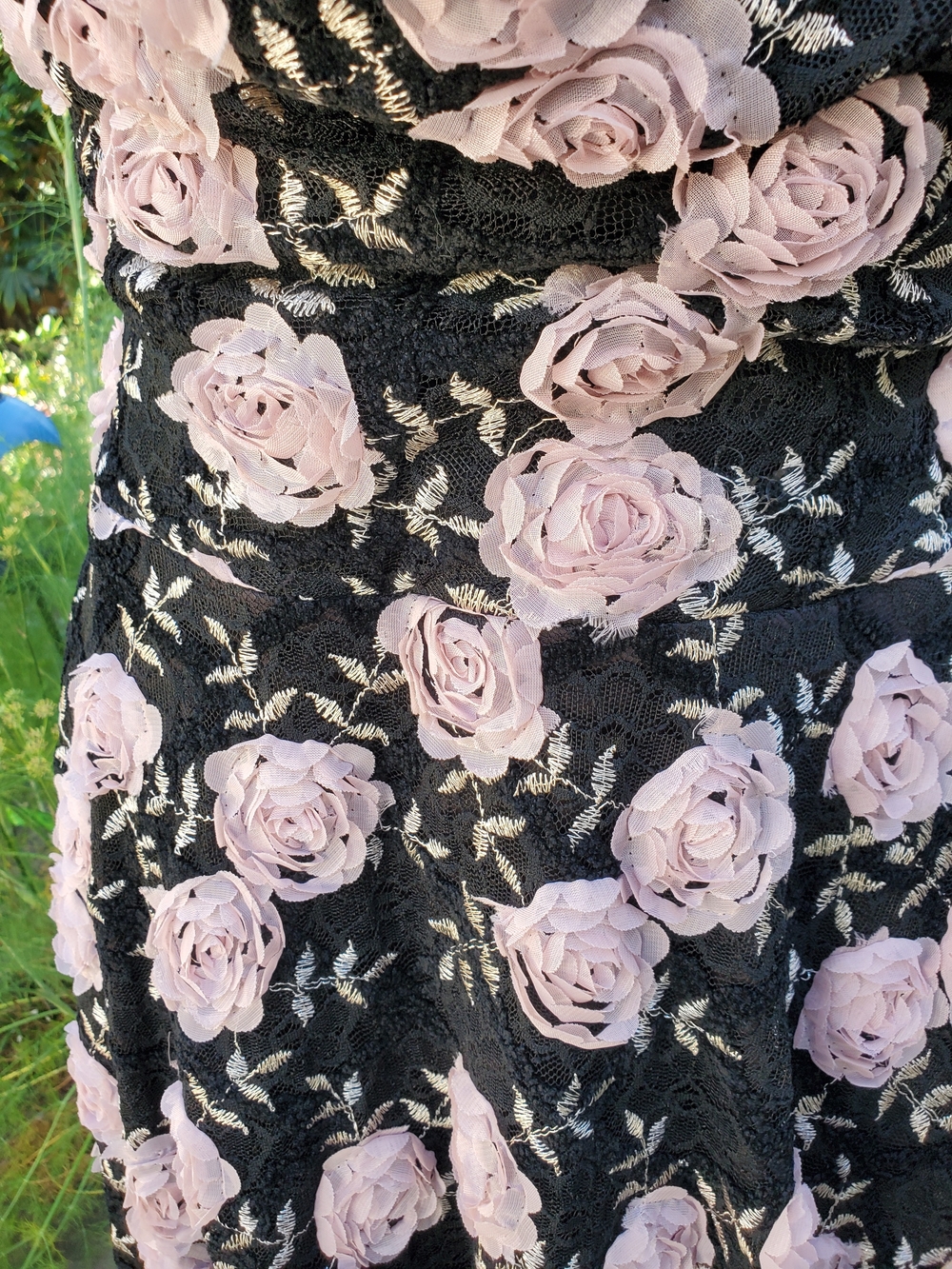 Kitten D'Amour Cowl Neck Floral Midi Dress - Black with Pink Roses - Picture 3 of 9